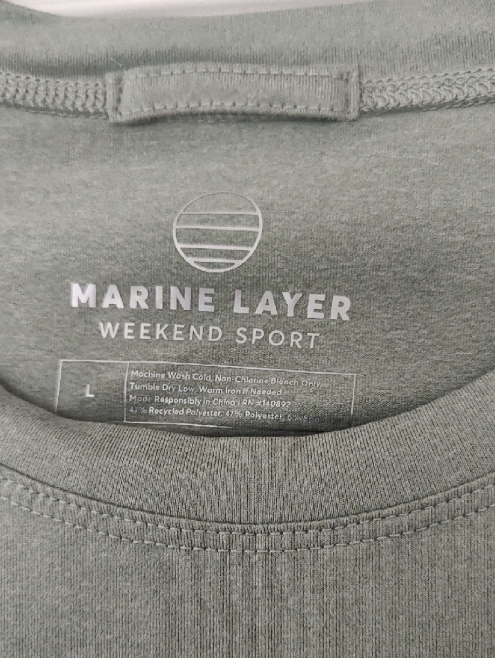 Marine Layer Sage Green Short Sleeve Tee with Sunset Palm Graphic - Picture 2 of 3